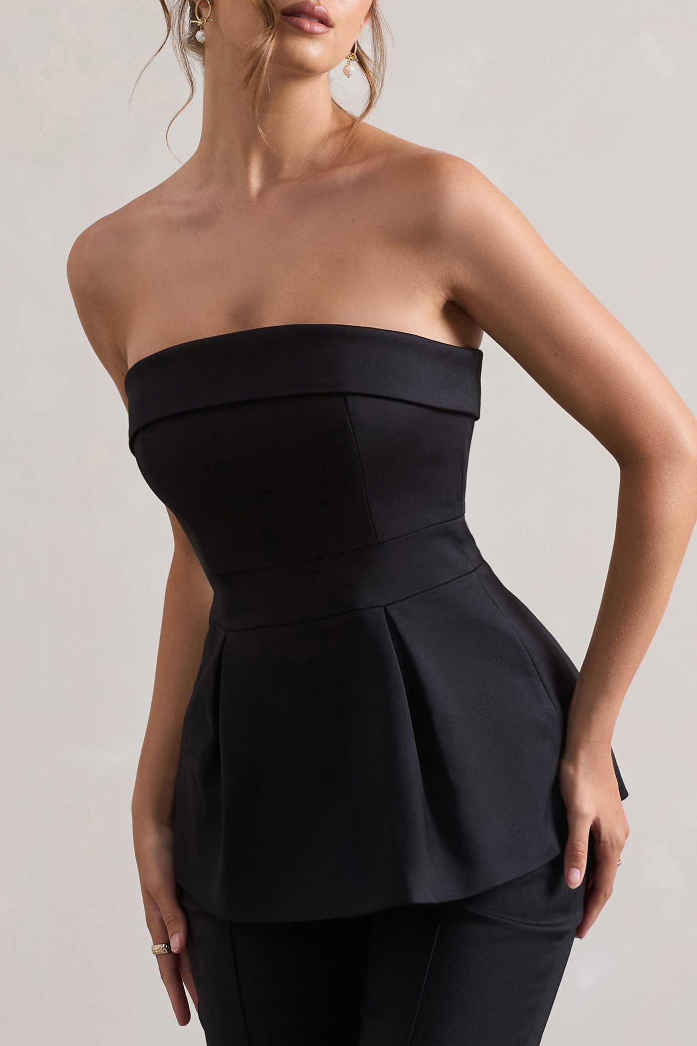 Arrow | Black Strapless Tailored Top view 3