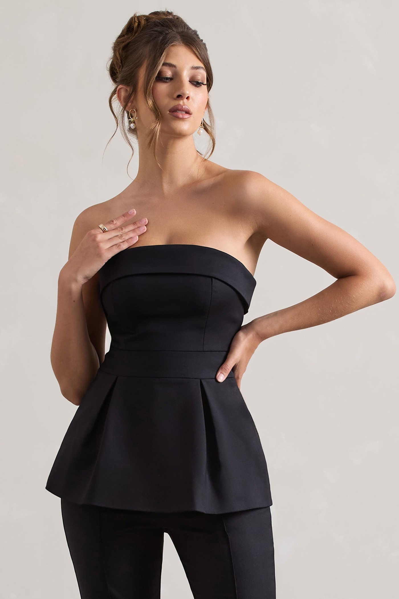 Arrow | Black Strapless Tailored Top view 4